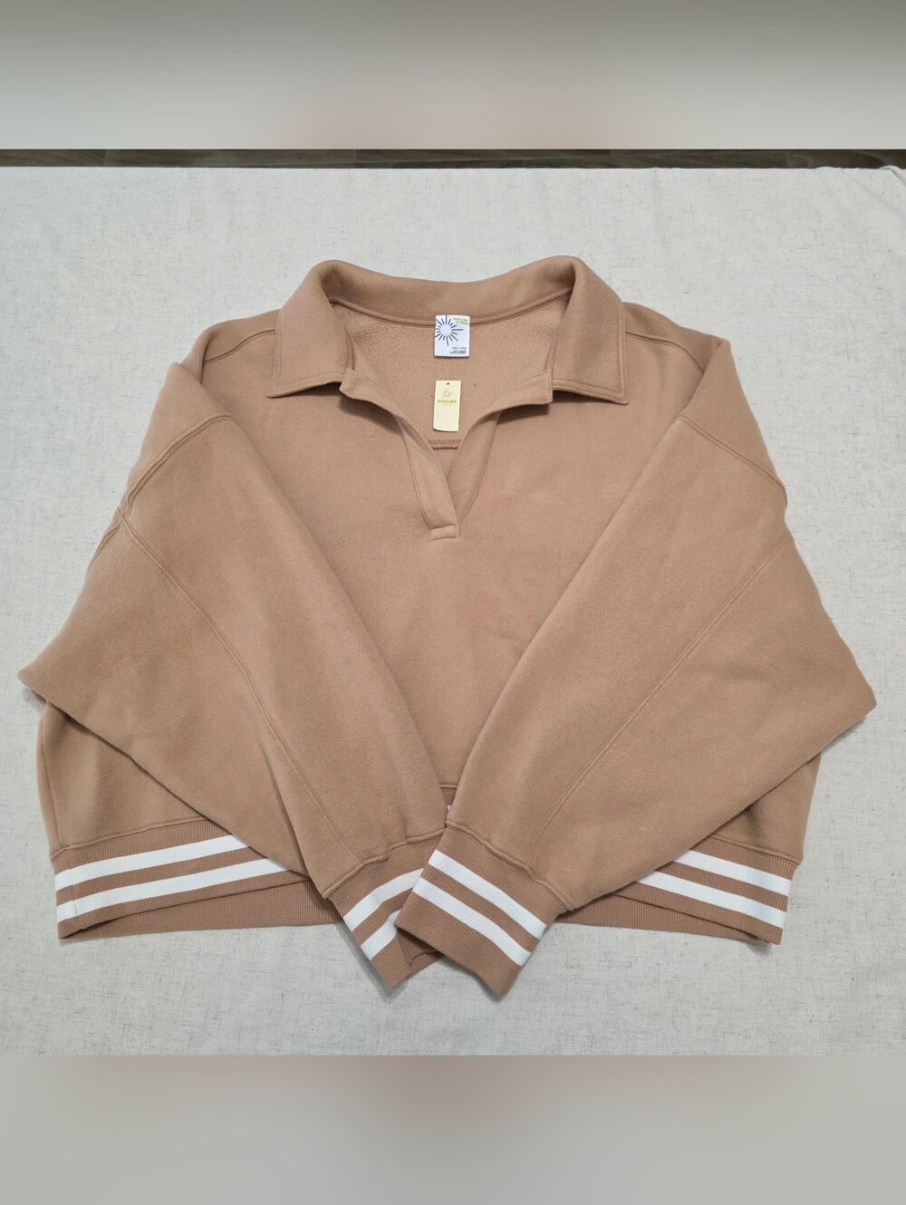Offline by Aerie Oversized Rugby Sweatshirt NWT Women's 2X Tan Cropped